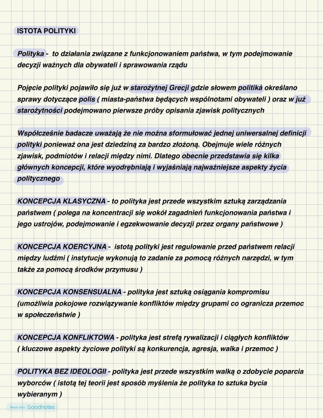 # ISTOTA POLITYKI
Polityka to działania związane z funkcjonowaniem państwa, w tym podejmowanie
decyzji ważnych dla obywateli i sprawowania