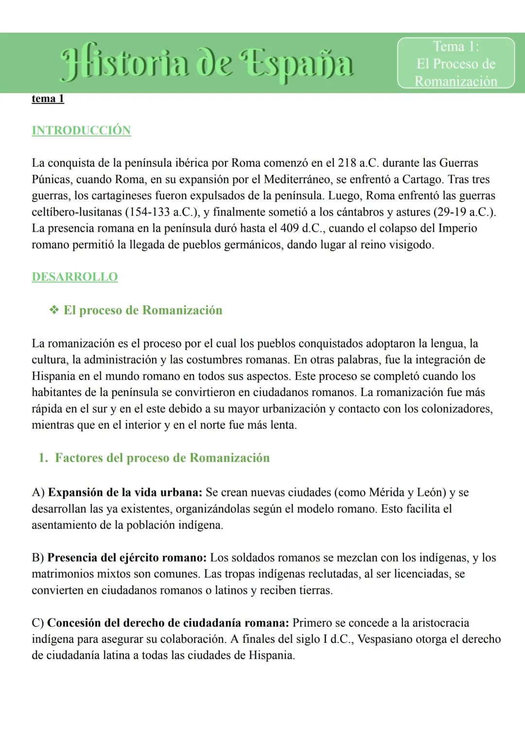 # Historia de España
Tema 1:
El Proceso de
Romanización
tema 1
INTRODUCCIÓN
La conquista de la península ibérica por Roma comenzó en el 2