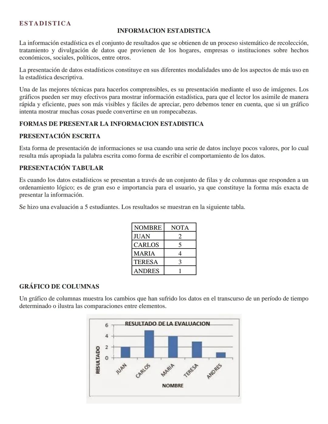 # ESTADISTICA
## INFORMACION ESTADISTICA
La información estadística es el conjunto de resultados que se obtienen de un proceso sistemático