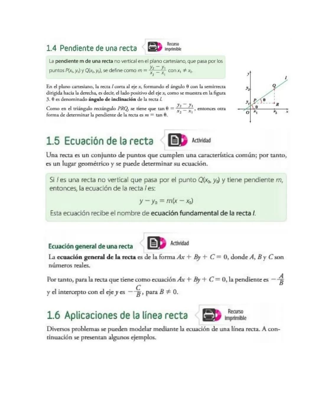 # 1. Línea recta
La geometría analítica representa el área de la geometría cuyo objetivo es el estudio
de las figuras y las transformacione