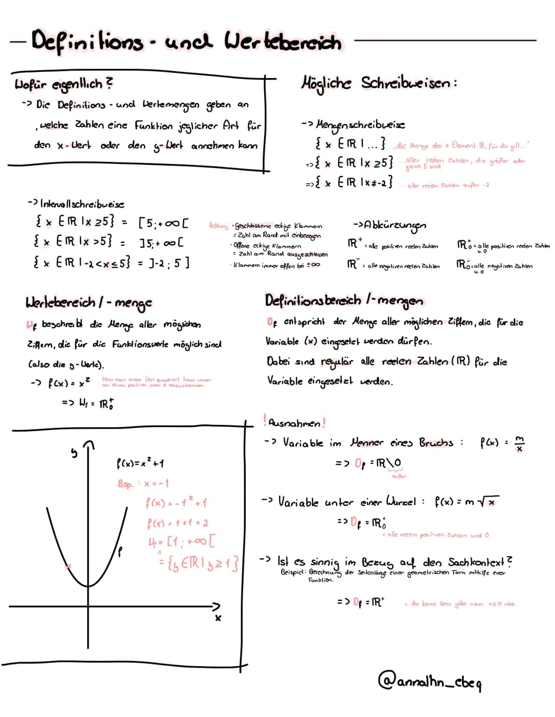 # - Definitions- und Wertebereich
Wofür eigentlich?
-> Die Definitions- und Wertemengen geben an
welche Zahlen eine Funktion jeglicher Art
