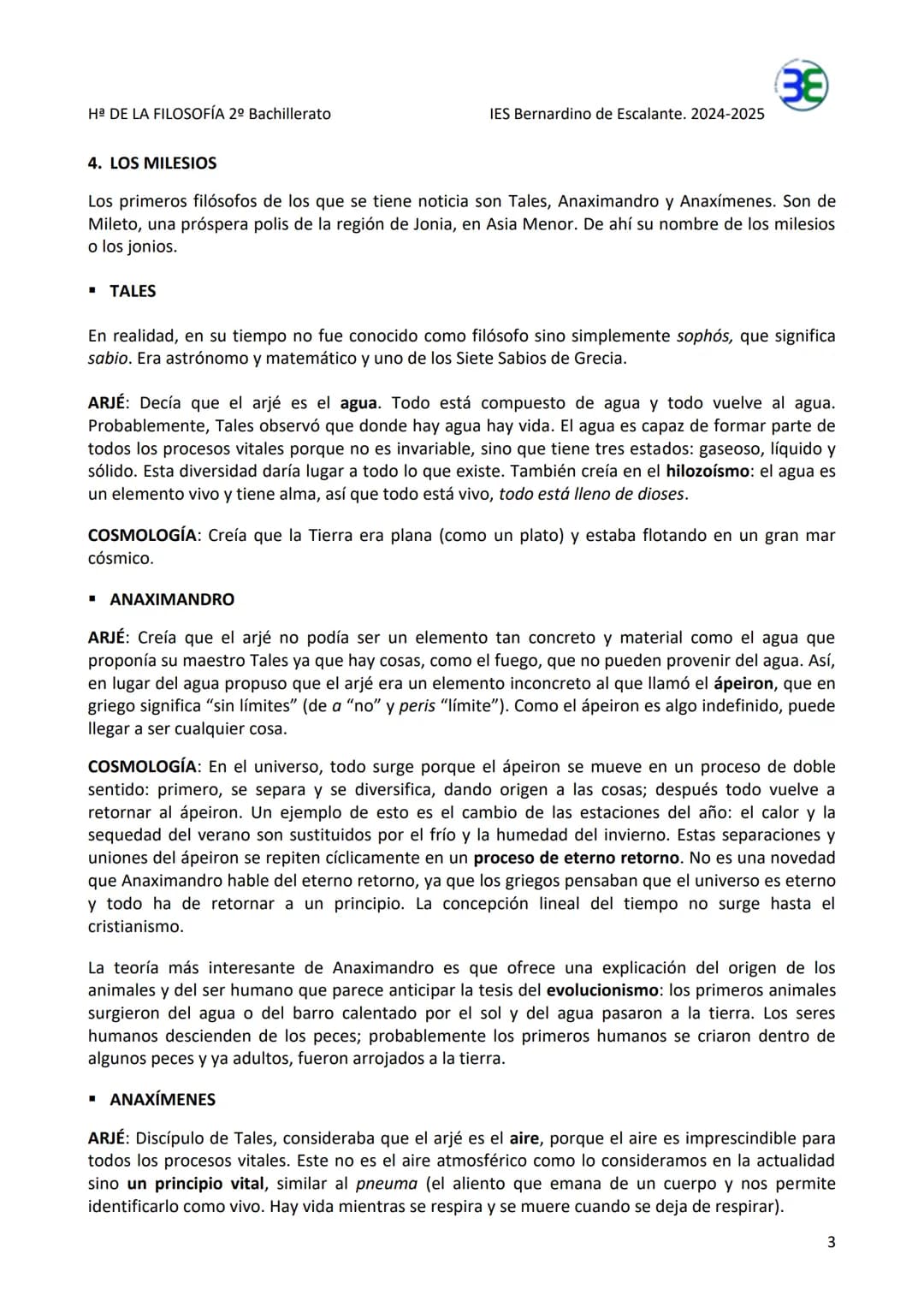 Hª DE LA FILOSOFÍA 2º Bachillerato
IES Bernardino de Escalante. 2024-2025
TEMA 1. LOS PRESOCRÁTICOS
1. EL ORIGEN DE LA FILOSOFÍA OCCIDENTA