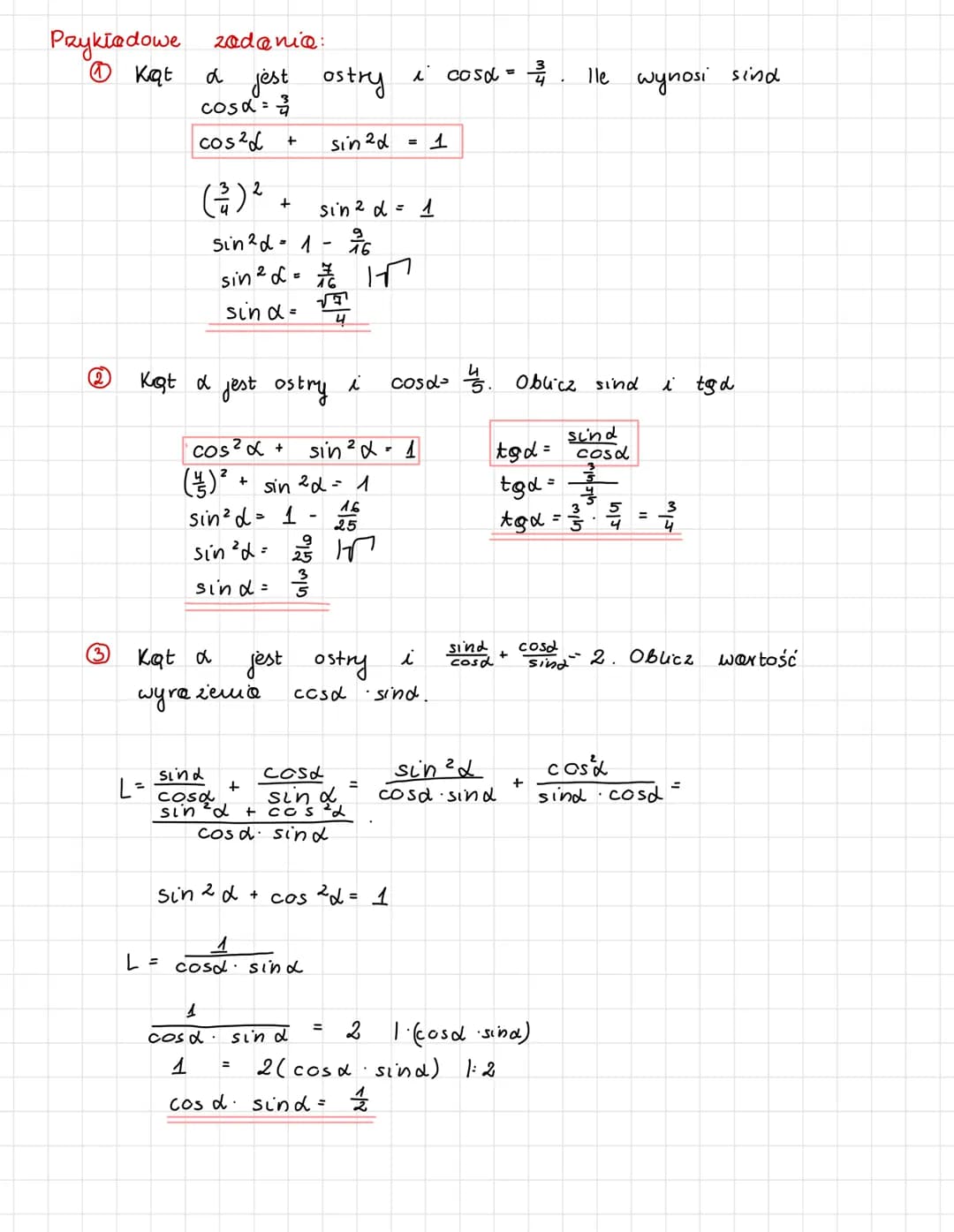 # TRYGONOMETRIA
Sinus, cosinus, tanges i cotanges w $\Delta$ prostokątnym
+ $sin \alpha = \frac{b}{a}$ + $sin \beta = \frac{c}{a}$
+ $co