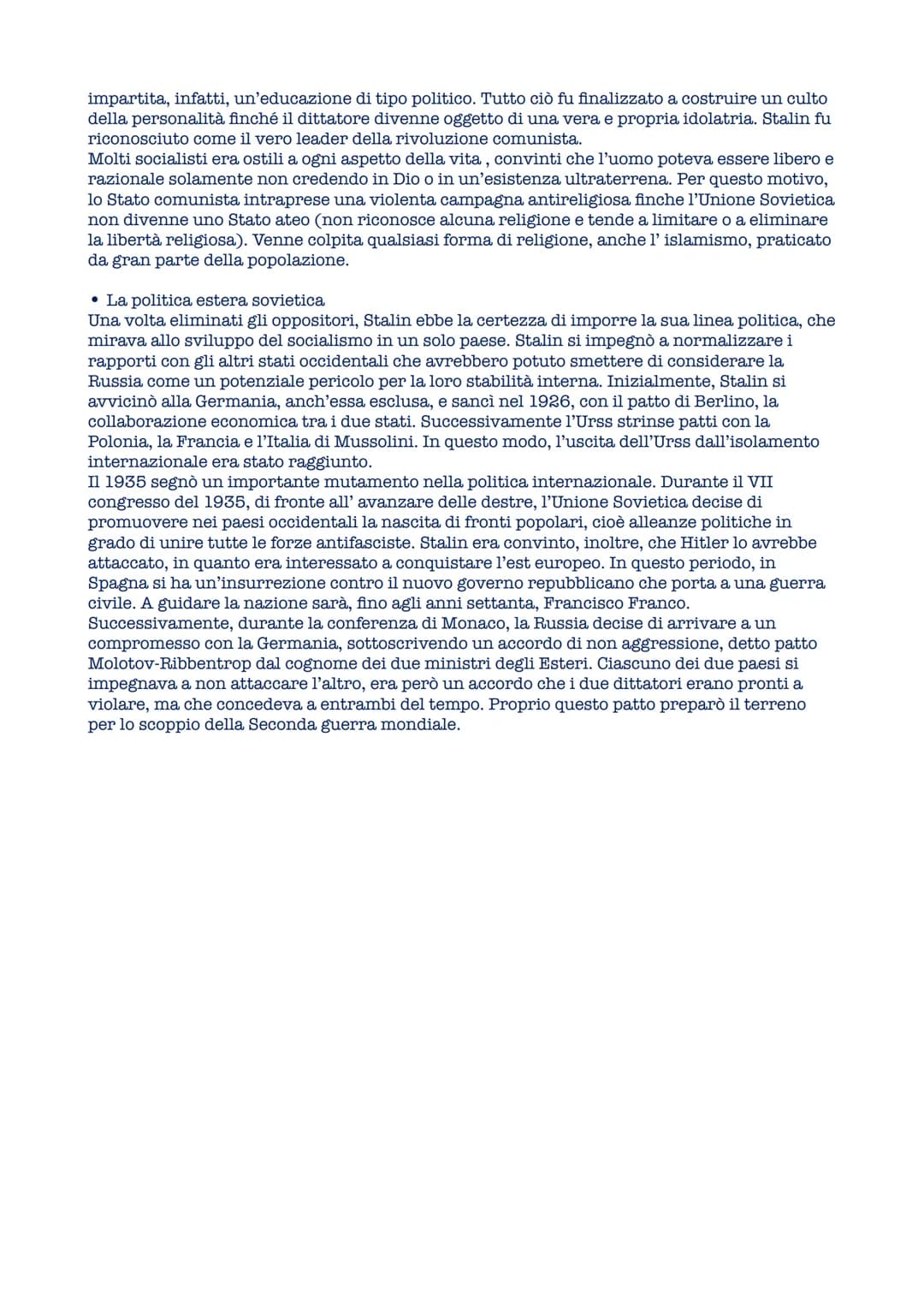 # L'Unione Sovietica e lo stalinismo
• L'ascesa di Stalin
La morte di Lenin (1924) scatena una lotta per la successione alla Partito bolsc
