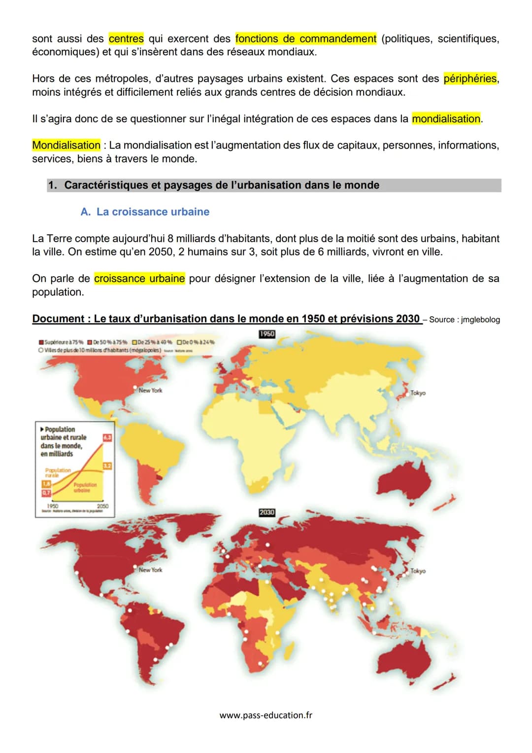 # Chapitre 1: Les espaces et les paysages de
l'urbanisation / Leçon
Problématique en quoi les différentes formes de l'urbanisation sont-ell