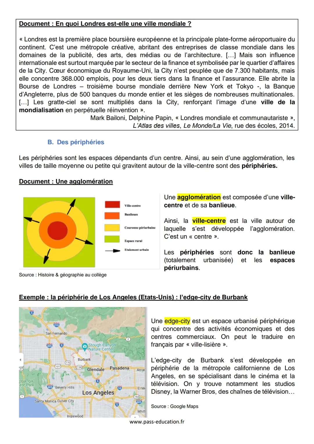 # Chapitre 1: Les espaces et les paysages de
l'urbanisation / Leçon
Problématique en quoi les différentes formes de l'urbanisation sont-ell