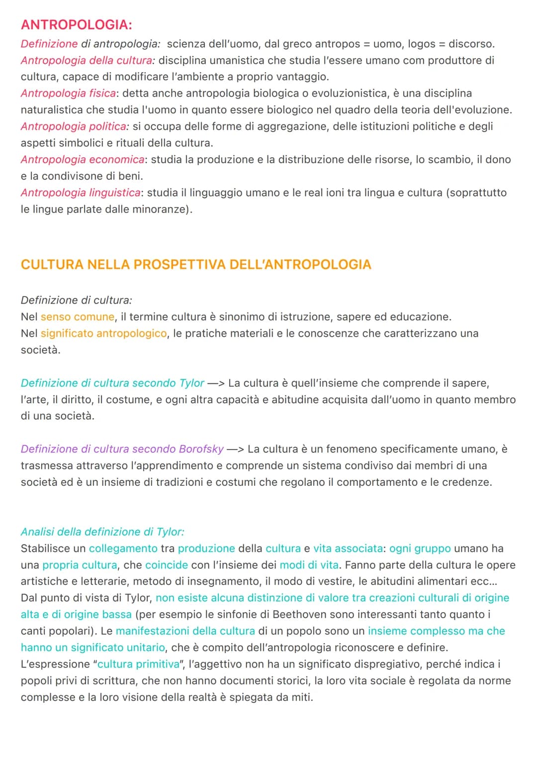 # ANTROPOLOGIA:
Definizione di antropologia: scienza dell'uomo, dal greco antropos = uomo, logos = discorso.
Antropologia della cultura: dis