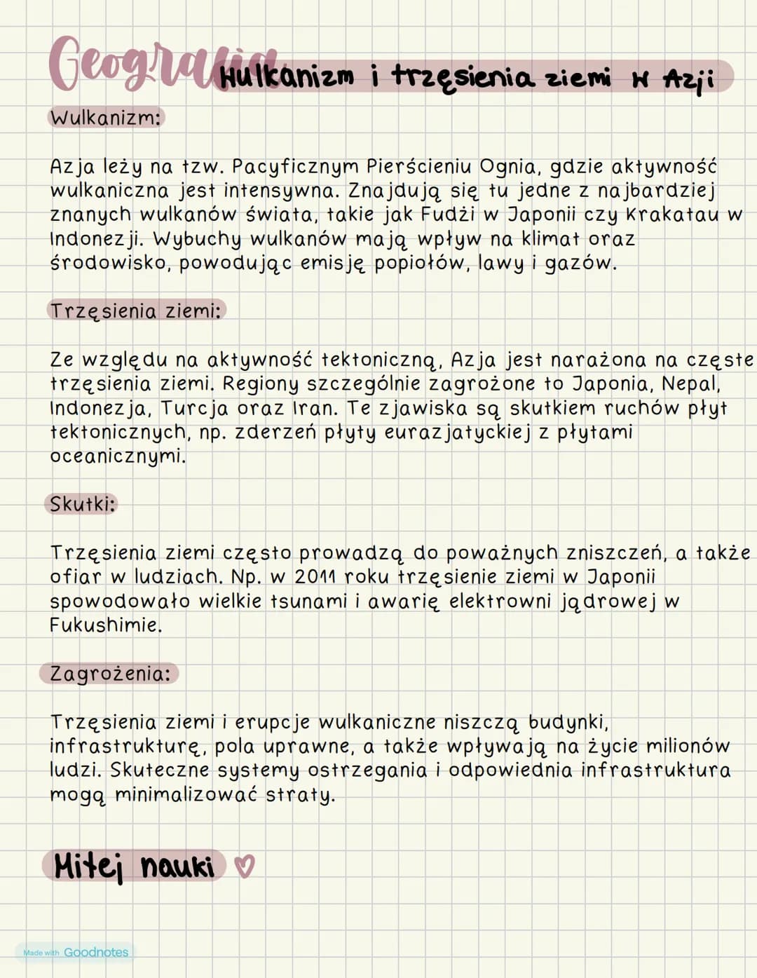 # GeograHulkanizm i trzęsienia ziemi w Azji
Wulkanizm:
Azja leży na tzw. Pacyficznym Pierścieniu Ognia, gdzie aktywność
wulkaniczna jest i