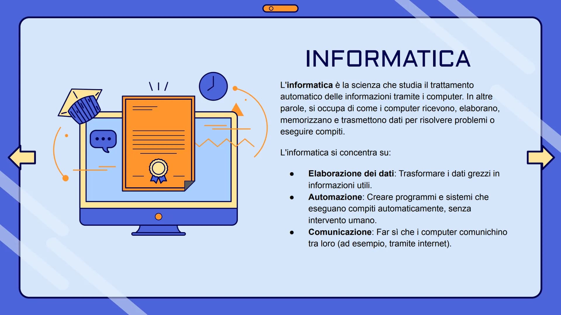 # UDA1: L'INFORMATICA
BASI INFORMATICA E COMPONENTI DI UN COMPUTER # La logica sequenziale: Input, Elaborazione, Output
* Input: È l'ins