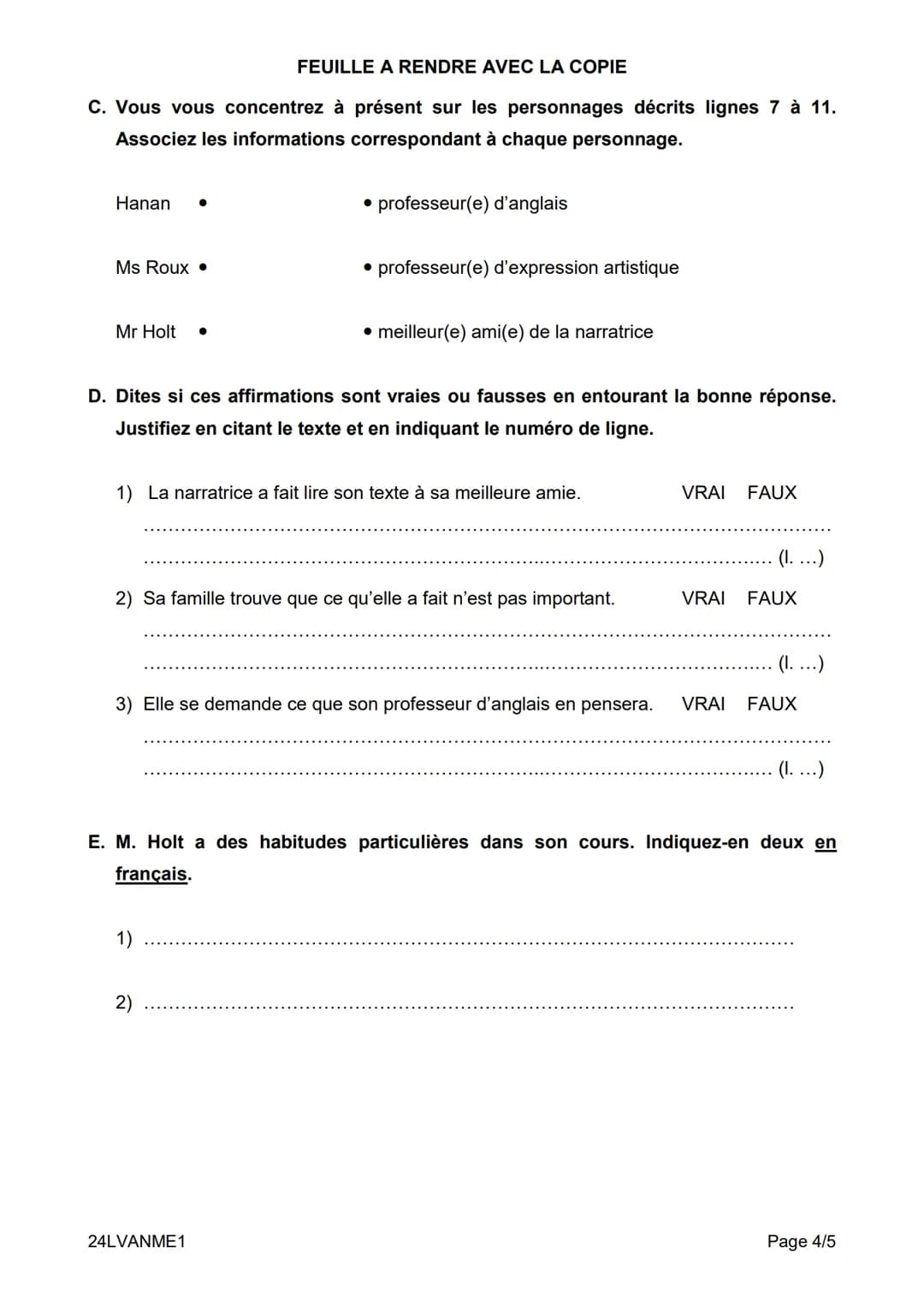 # DIPLÔME NATIONAL DU BREVET
SESSION 2024
Épreuve de langue vivante étrangère :
ANGLAIS
TOUTES SÉRIES
Mardi 2 juillet 2024
Durée: 1 he