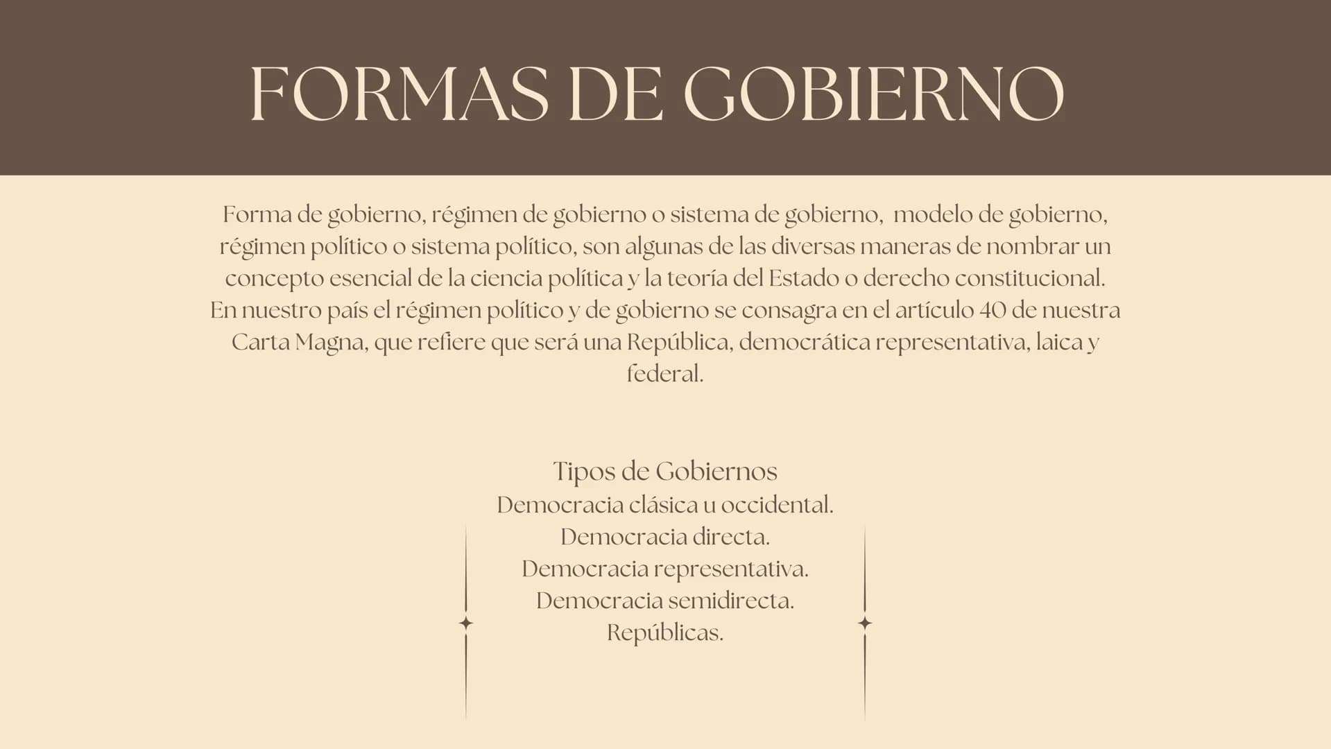 # DEMOCRACIA Y
FORMAS DE
GOBIERNO
Formación ciudadana # FORMAS DE GOBIERNO
Forma de gobierno, régimen de gobierno o sistema de gobierno, m