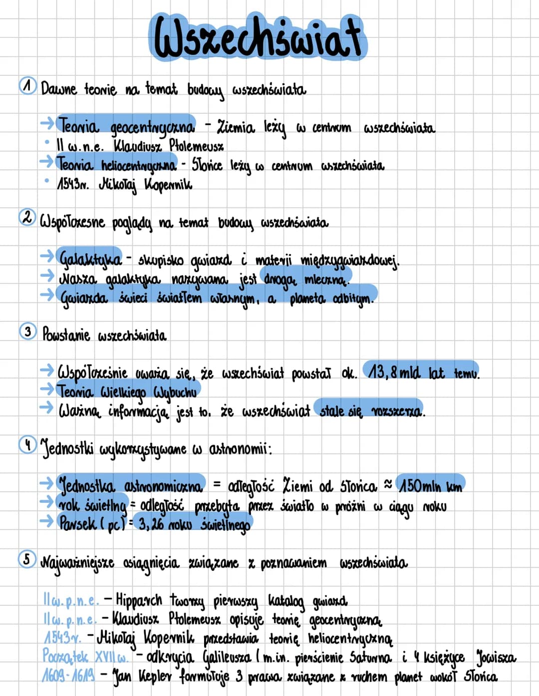 # Wszechświat
1 Dawne teonie na temat budowy wszechświata
→Teoria geocentryczna - Ziemia leży w centrum wszechświata
Il w.n.e. Klaudiusz