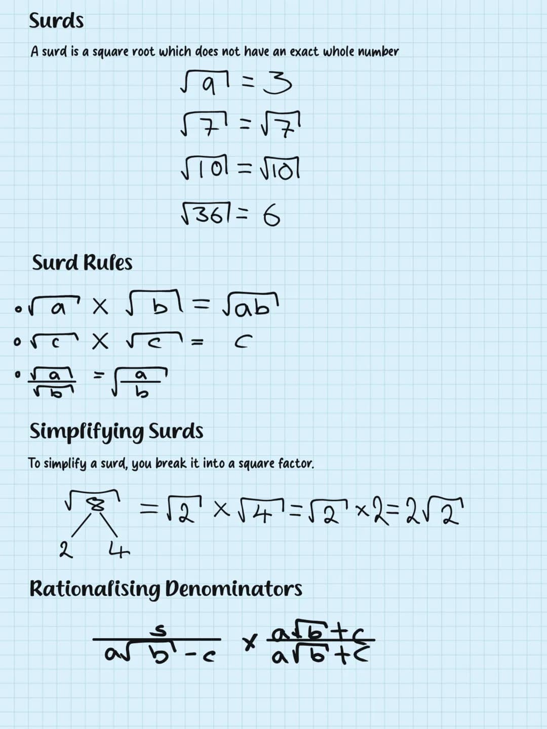 Algebra
and
Quadratics Rationalising Denominators
Solving Quadratic Equations
Quadratic Simultaneous Equations
Linear Simultaneous Equati
