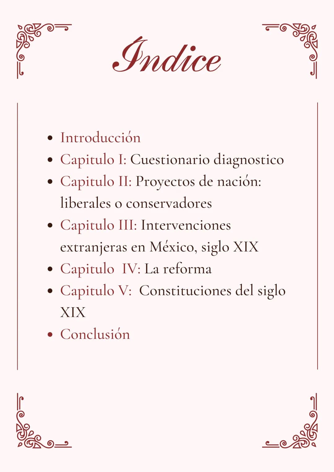 # HISTORIA DEL MÉXICO
CONTEMPORANEO 1 Indice
• Introducción
• Capitulo I: Cuestionario diagnostico
• Capitulo II: Proyectos de nación:
lib