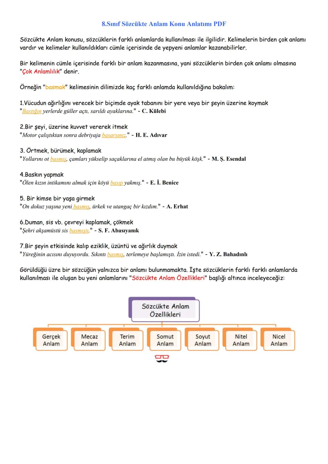 # 8.Sınıf Sözcükte Anlam Konu Anlatımı PDF
Sözcükte Anlam konusu, sözcüklerin farklı anlamlarda kullanılması ile ilgilidir. Kelimelerin bir