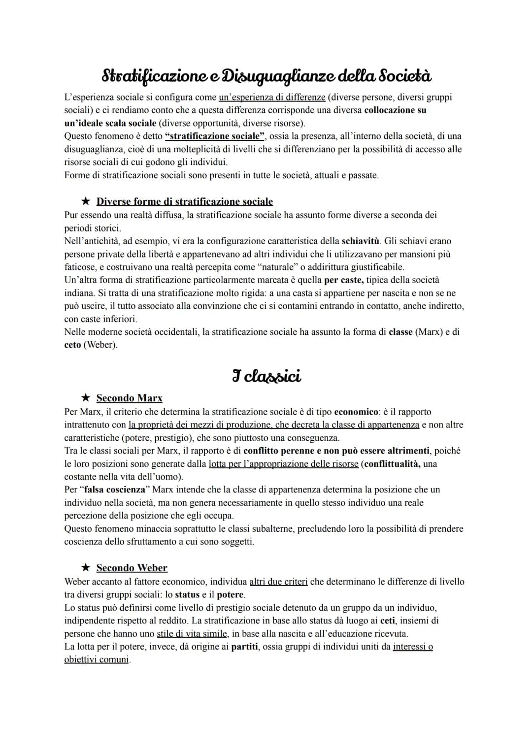 # Stratificazione e Disuguaglianze della Società
L'esperienza sociale si configura come un'esperienza di differenze (diverse persone, diver