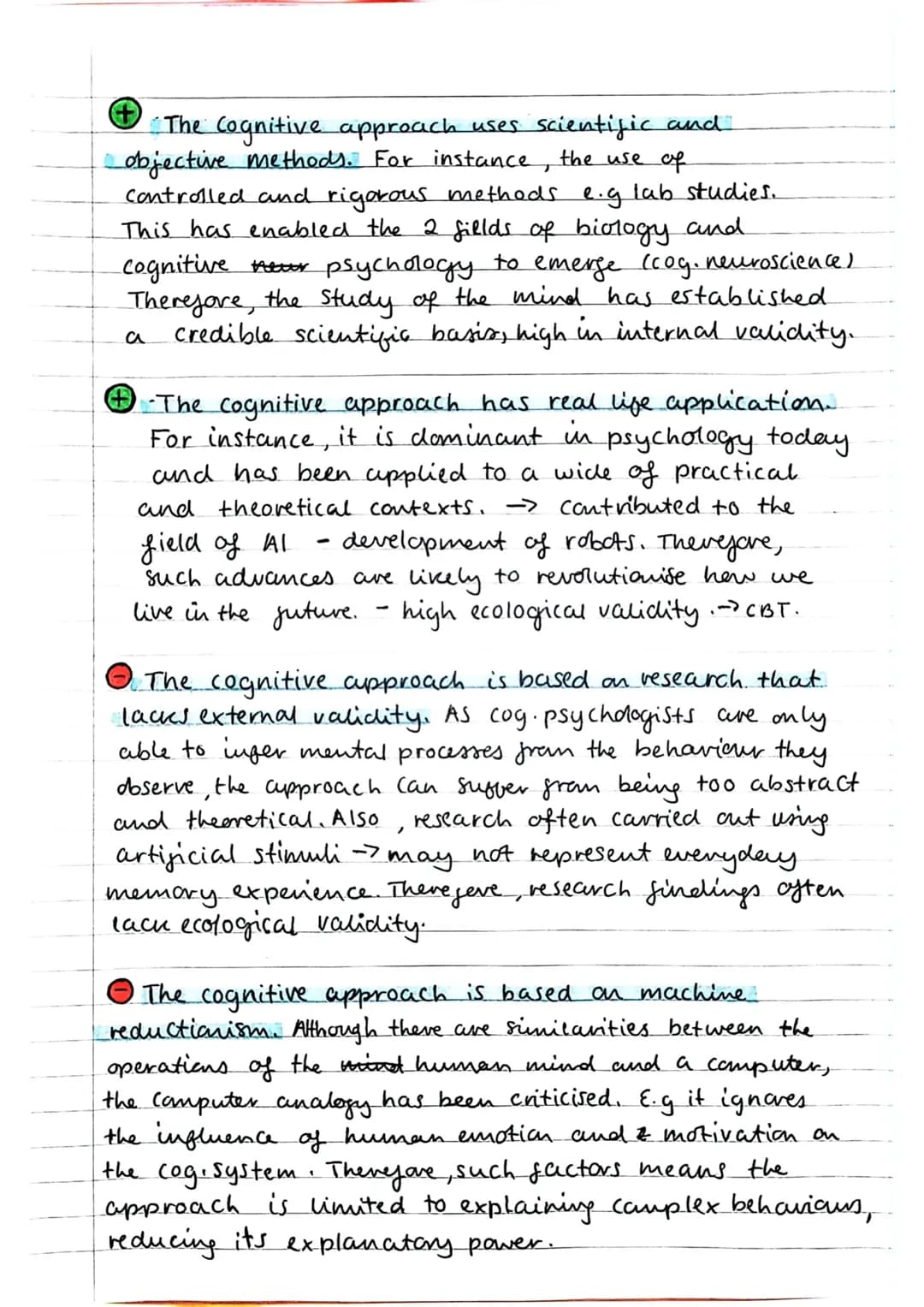 # Cognitive Approach
A01:
- Suggests 'mental processes'
Should be studied Scientifically.
Internal mental processes are 'private'
e.g memo