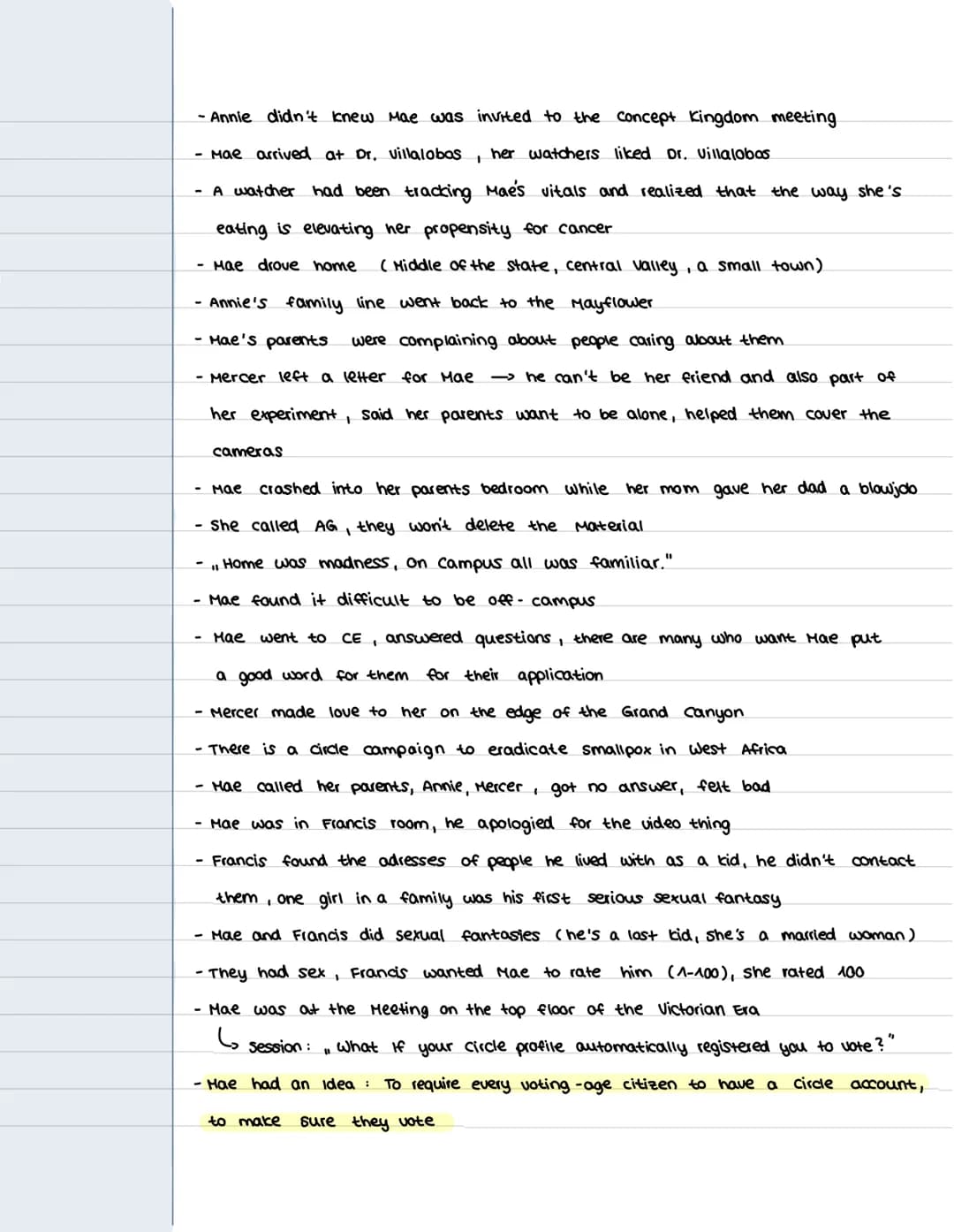 # reading journal
BOOK I
page 1-50:
-> Haebelline Renner Holland
- Hae Started her job at the circle, at CE (Customer Experience)
- The