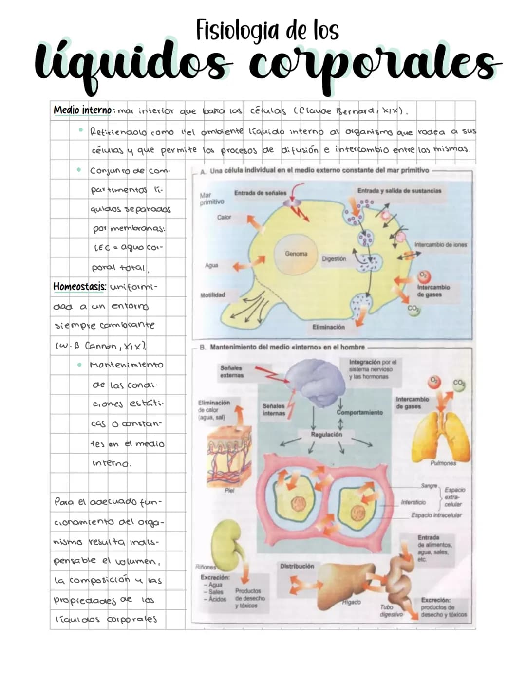 # Fisiologia de los
líquidos corporates
Medio interno: mar interior que baña las células (Claude Bernard, xix).
* Retiriendolo como del