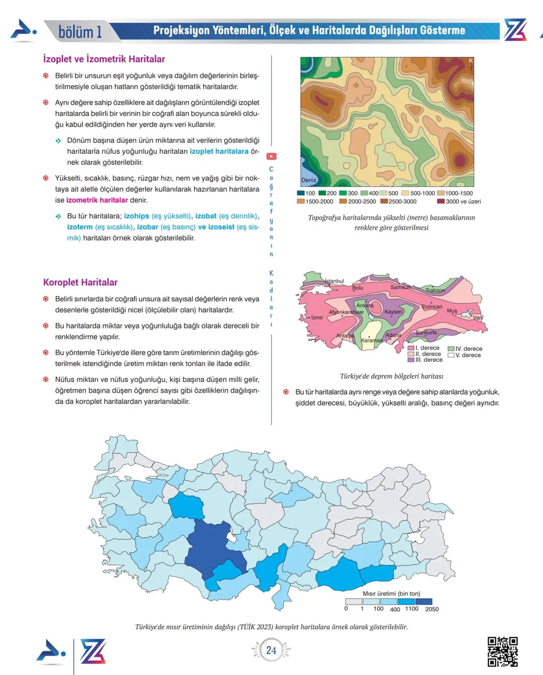 Projeksiyon Yöntemleri, Ölçek ve Haritalarda Dağılışları Gösterme
HARİTALARDA DAĞILIŞLARI GÖSTERME
YÖNTEMLERİ
Belirli alanlarda yapılacak