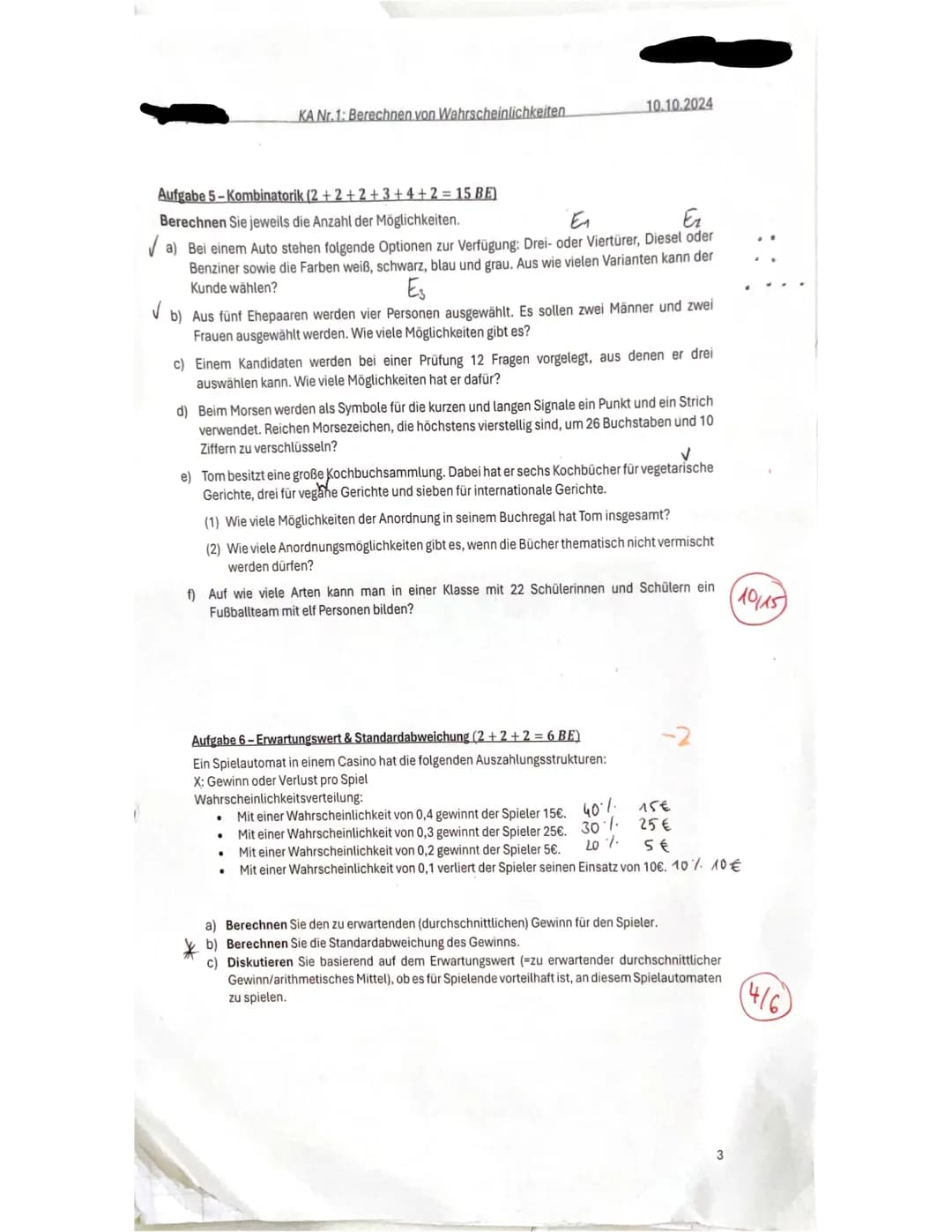 vanessa wolf
03
KA Nr. 1: Berechnen von Wahrscheinlichkeiten
10.10.2024
1.KURSARBEIT
Berechnen von Wahrscheinlichkeiten
Vor- und Nachname:
