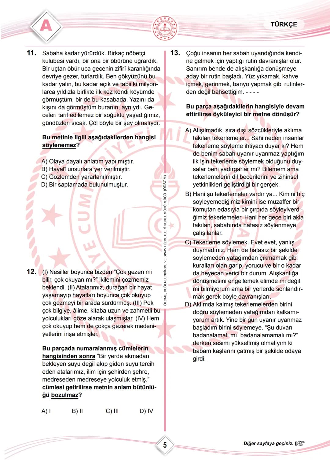 # 2023 SÖZEL BÖLÜM
*
T.C.
MİLLÎ EĞİTİM BAKANLIĞI
ÖLÇME, DEĞERLENDİRME VE SINAV HİZMETLERİ GENEL MÜDÜRLÜĞÜ
# SINAVLA ÖĞRENCİ ALACAK ORTAÖĞR