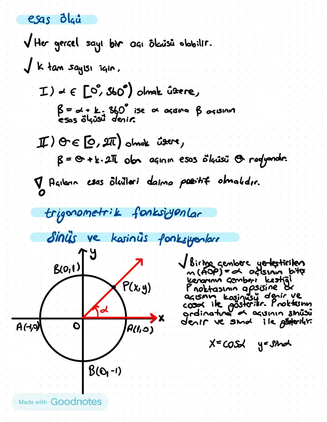 Made with Goodnotes # trigonometri
A
Hipotenüs
Karşı dik kenar
B
α
a
komşu dik kenar
C
$Sind = \frac{Karşı dik kenar uzunluğu}{Hipst