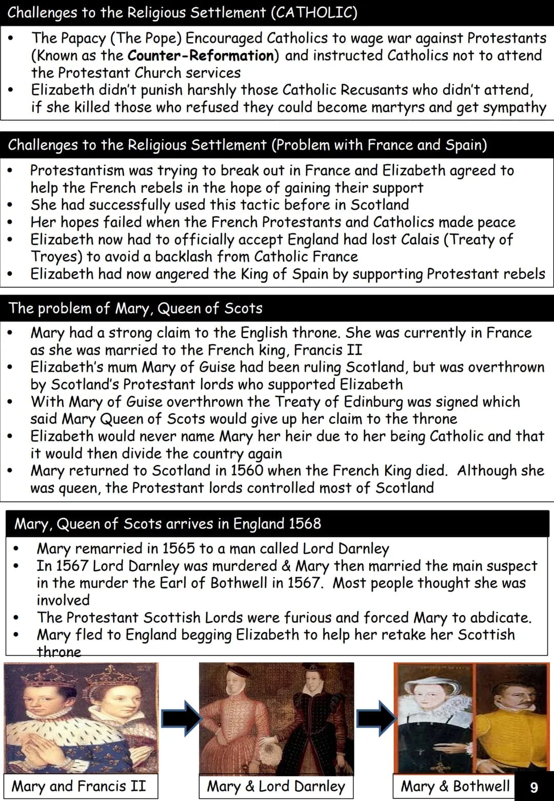 # GCSE History
Elizabethan Age, 1558-1603
Revision guide
Name: Queen Elizabeth I
King Philip II
Pope Pius V
Mary, Queen of Scots
Mary of