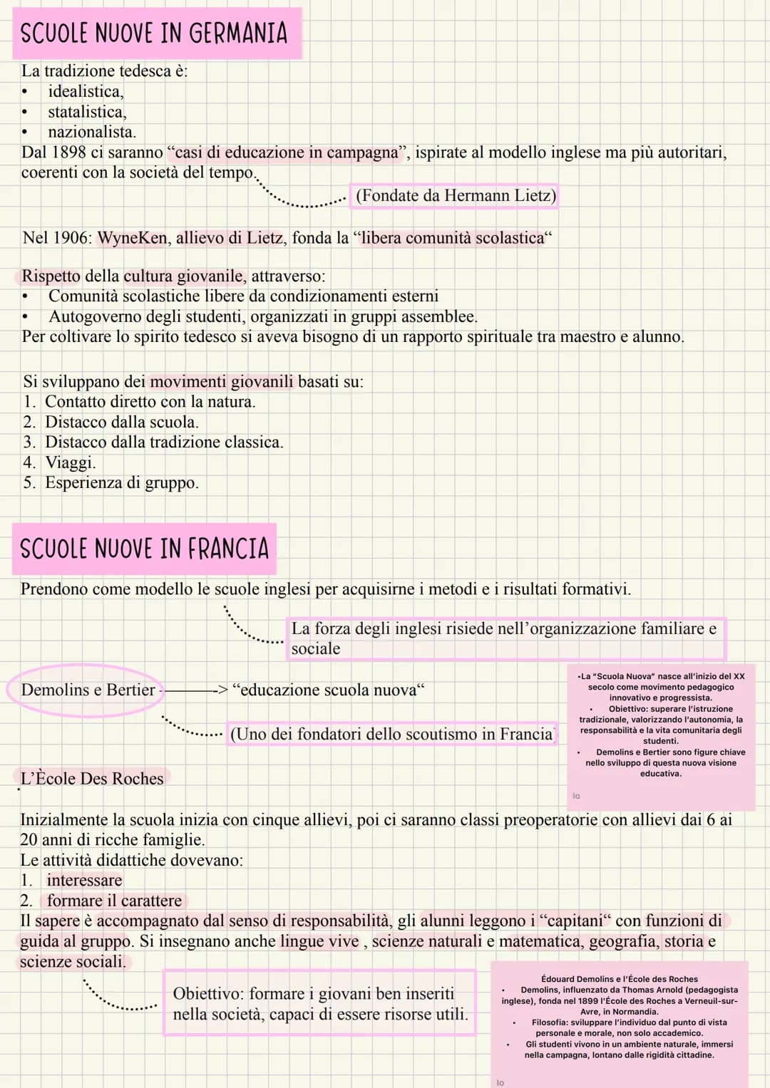 # SCUOLE NUOVE 800-900
Sono istituti scolastici nati come risposta autonoma a problemi legati ad un contesto storico sociale. Ci
fu un gran