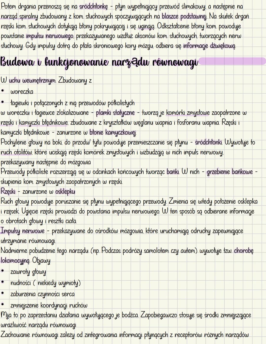 # Ucho - narząd słuchu i równowagi
Mechanoreceptory
* Odpowiedzialne za słuch
* odbierają bodźce mechaniczne w postaci
dr