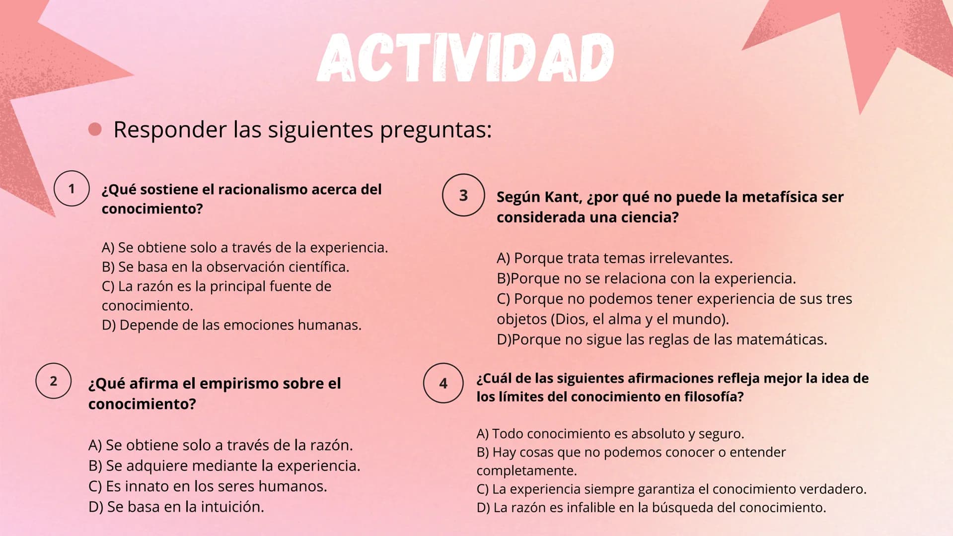 # EL RACIONALISMO # INTRODUCCIÓN
El racionalismo es una
corriente filosófica según la
cual la razón debe ser el
punto de partida para
alcan