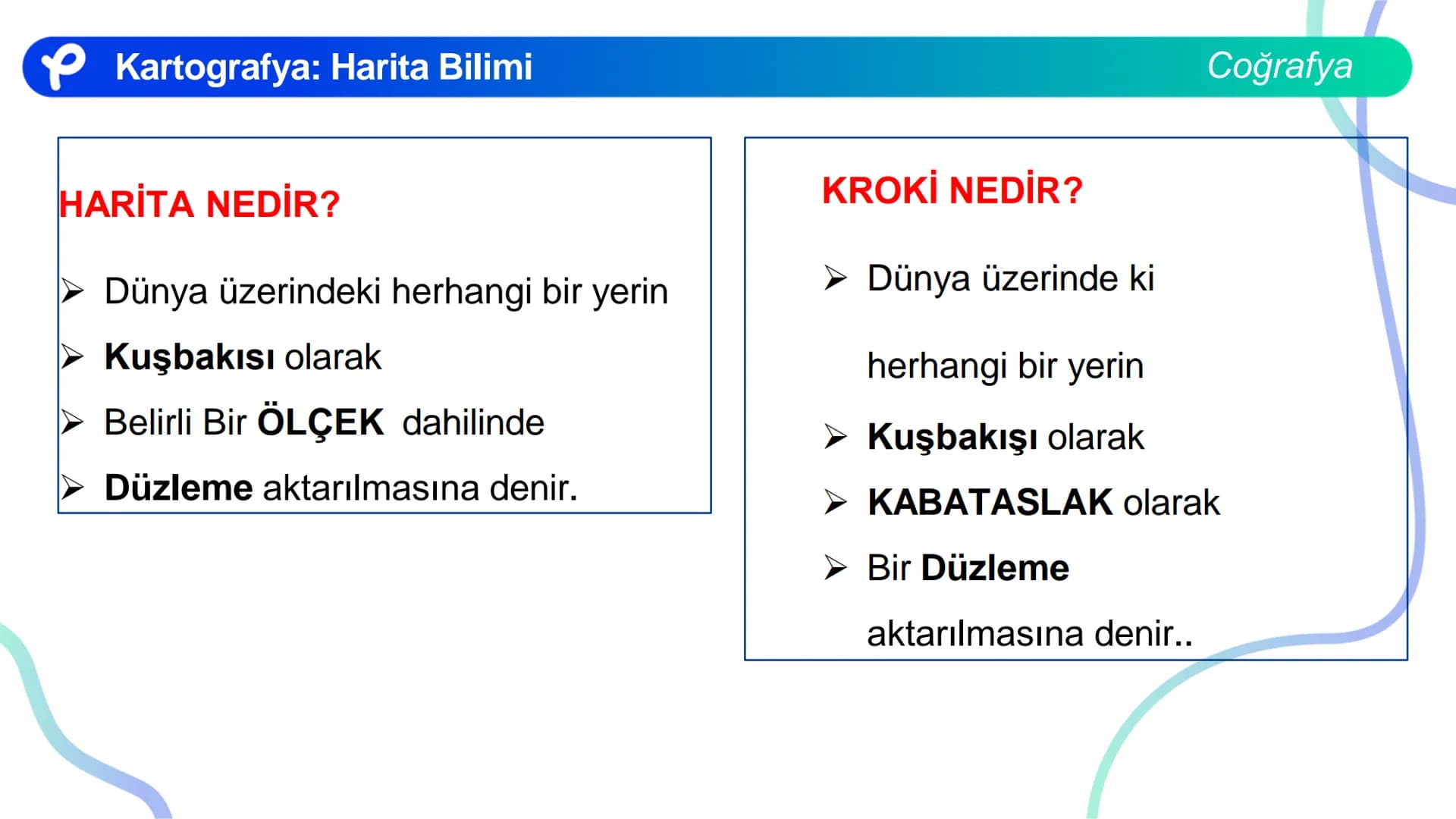 # COĞRAFYA
# HARİTA BİLGİSİ
Pakodemy # KARTOGRAFYA : HARİTA BİLİMİ Kartografya: Harita Bilimi
HARİTA NEDİR?
> Dünya üzerindeki herhangi