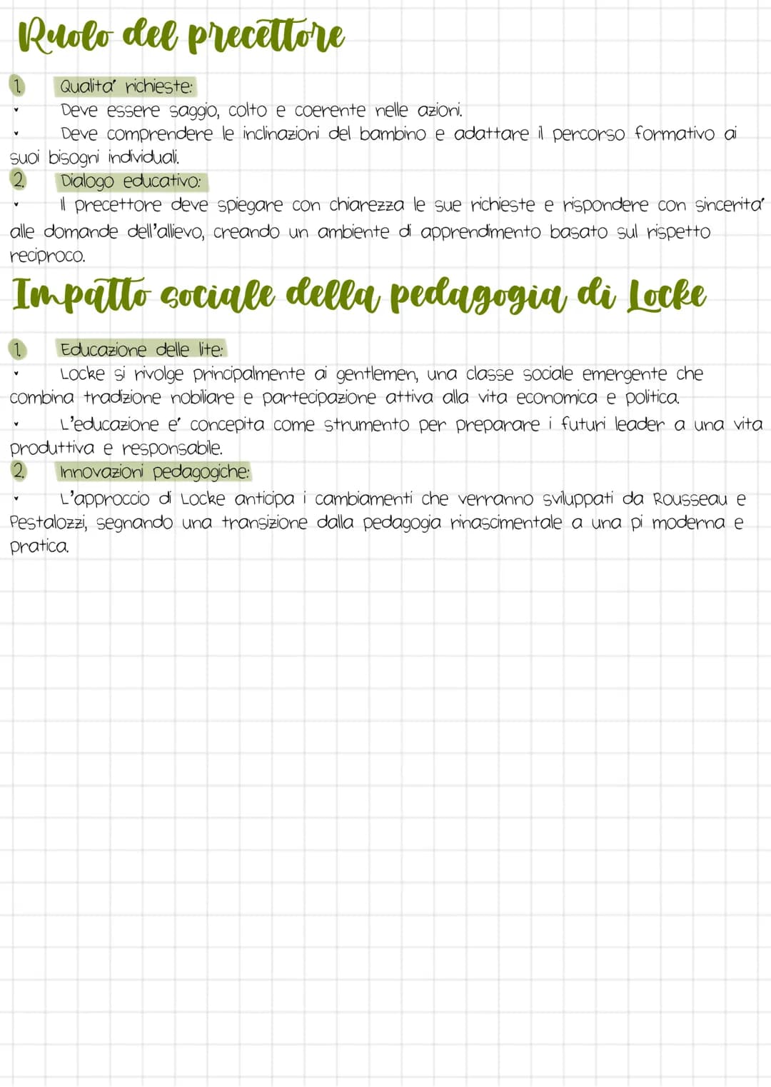 # Jonh Locke
# Obbiettivi dell'educazione
1. Autocontrollo:
- Per Locke, l'educazione deve mirare allo sviluppo della virtu, intesa come