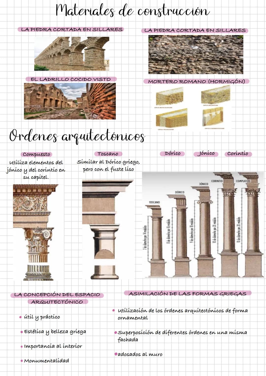 # Arquitectura Romana
Caracteristicas
• Raíces latinas y etruscas
• Adopción y adaptación del arte griego
• Plano de las ciudades de ti