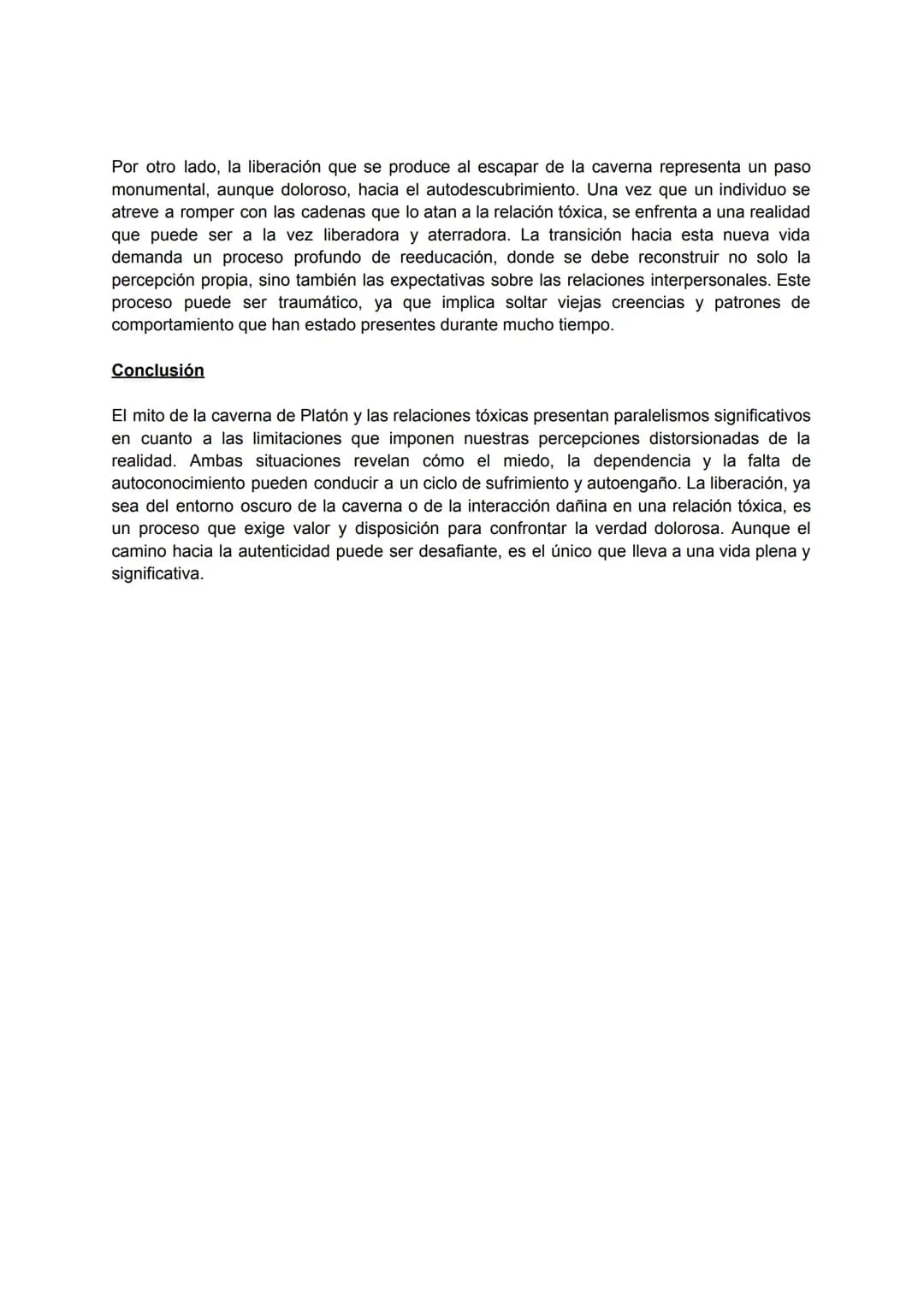 # DEL MITO DE LA CAVERNA A LAS RELACIONES TÓXICAS
## Introducción
El mito de la caverna, expuesto por Platón, es una alegoría profunda que