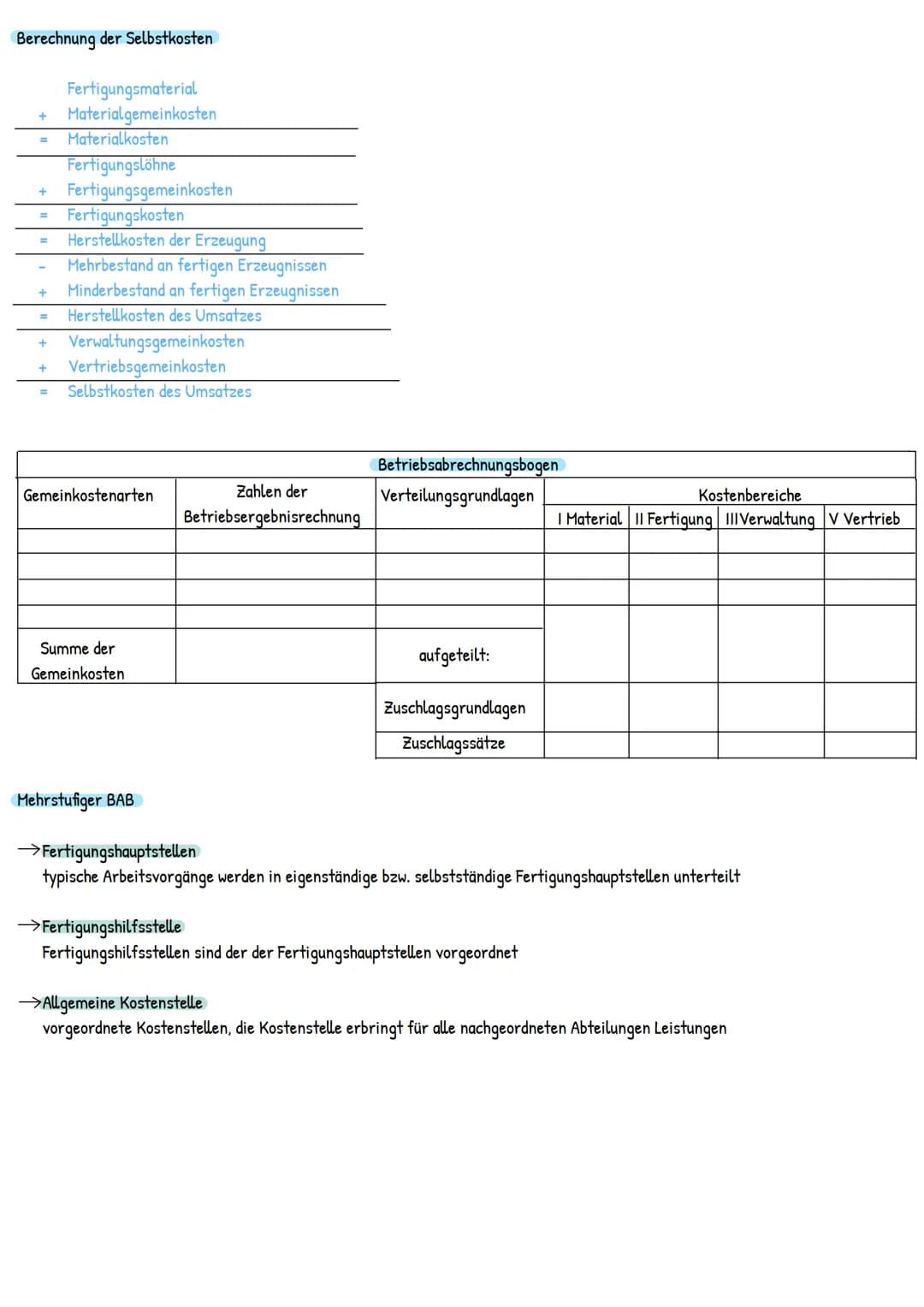 # Kostenstellenrechnung
Einzelkosten = Kosten, die dem jeweiligen Kostenträger direkt zugerechnet werden können
Gemeinkosten = Kosten, die