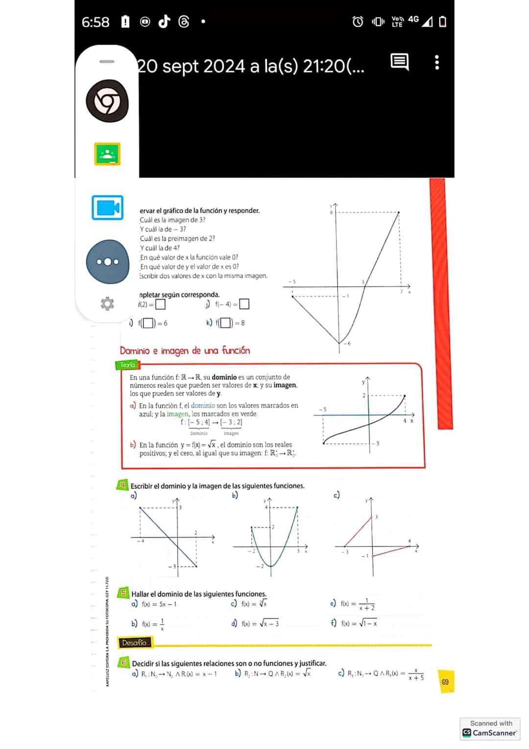 # Concepto de función
Teoría
Una relación entre dos conjuntos numéricos A y B es un conjunto de pares ordenados (x; y), con la
condición d