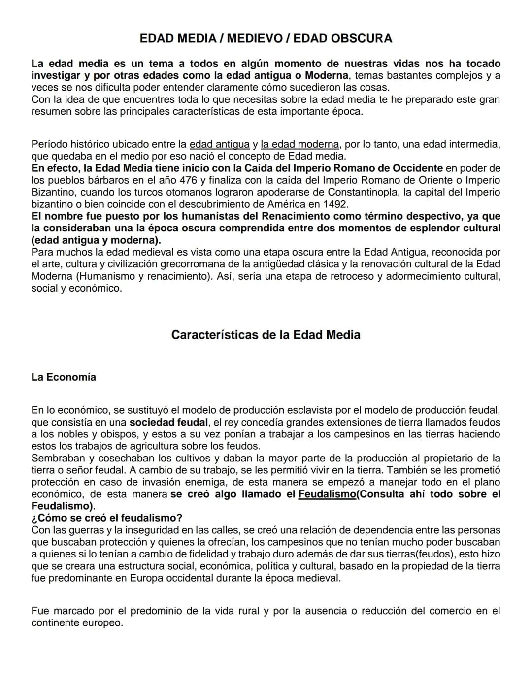 EDAD MEDIA / MEDIEVO / EDAD OBSCURA
La edad media es un tema a todos en algún momento de nuestras vidas nos ha tocado
investigar y por otra