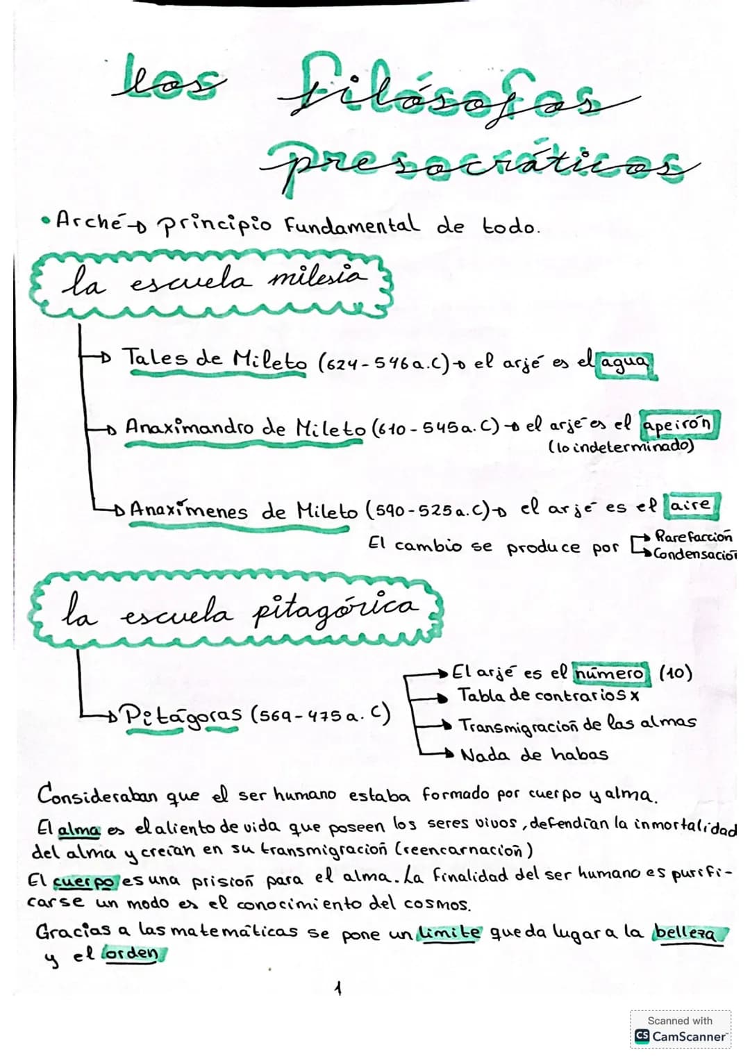 los filósofos
presocráticos
•Arché principio Fundamental de todo.
la escuela milesia
→Tales de Mileto (624-546a.c) o el arjé es el agua