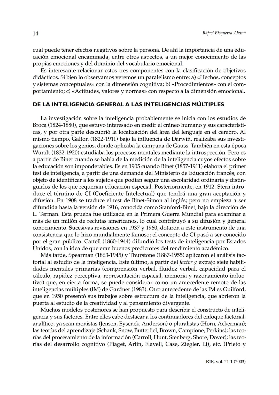 Revista de Investigación Educativa, 2003, Vol. 21, n.º 1, págs. 7-43
EDUCACIÓN EMOCIONALY COMPETENCIAS
BÁSICAS PARA LA VIDA
Rafael Bisquer