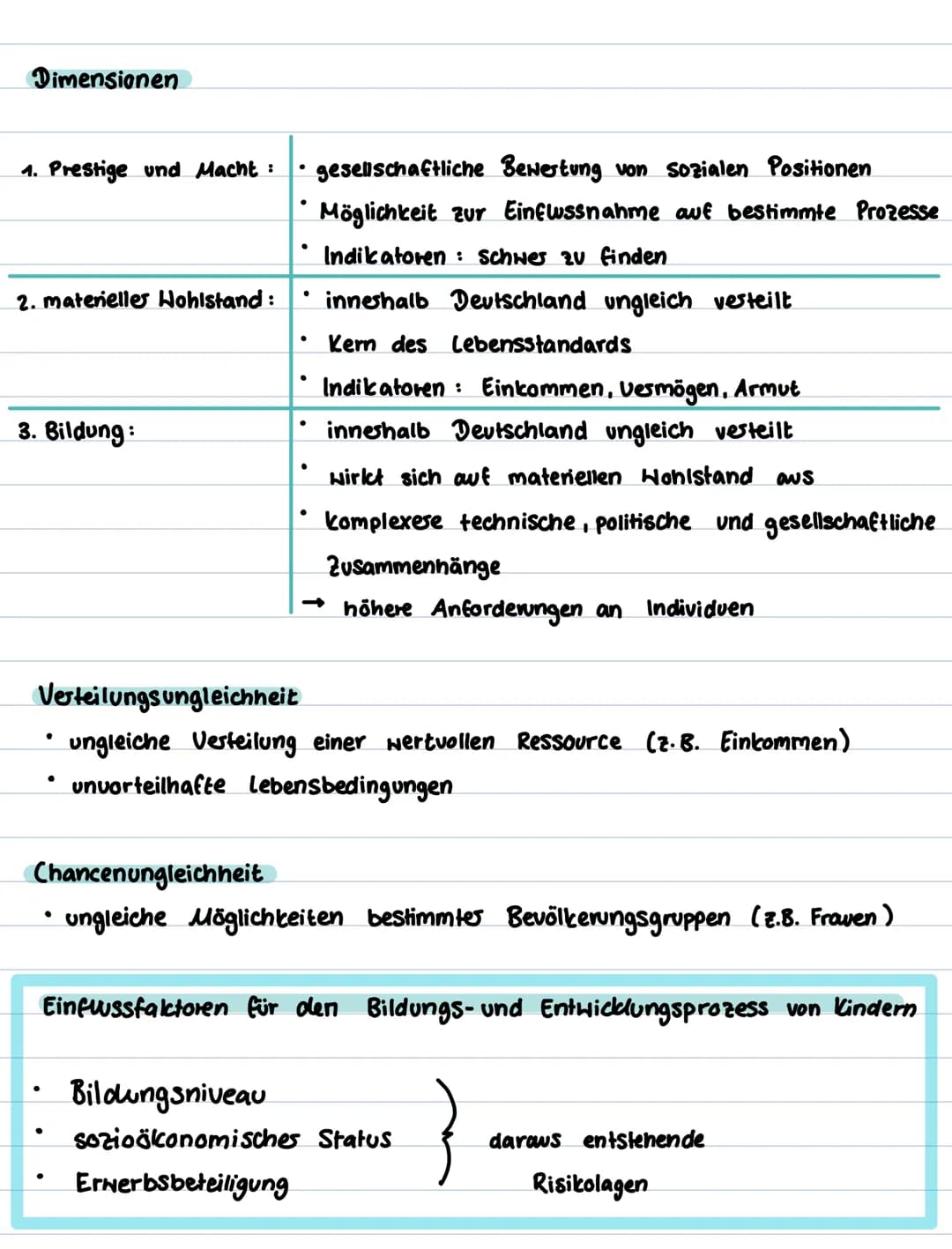 # SOWI KLAUSUR 3
Soziale Ungleichheit
Definition (2010)
* Menschen leben und arbeiten meist in beständigen Beziehungen
* Enstehen von