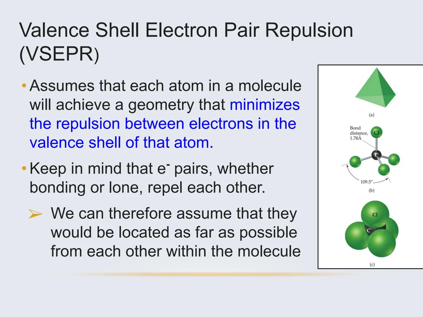 # Molecular Geometry
The Shapes of Molecules # Molecular Geometry
• The 3D arrangement of atoms
that constitute a molecule
• Includes the