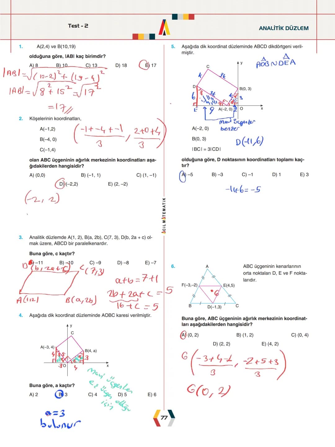 - ÜNİTE 2 -
# ANALİTİK GEOMETRİ
* Analitik Düzlem
* İki Nokta Arasındaki Uzaklık
* Bir Doğru Parçasını içten ve Dıştan Bölme
* Doğ