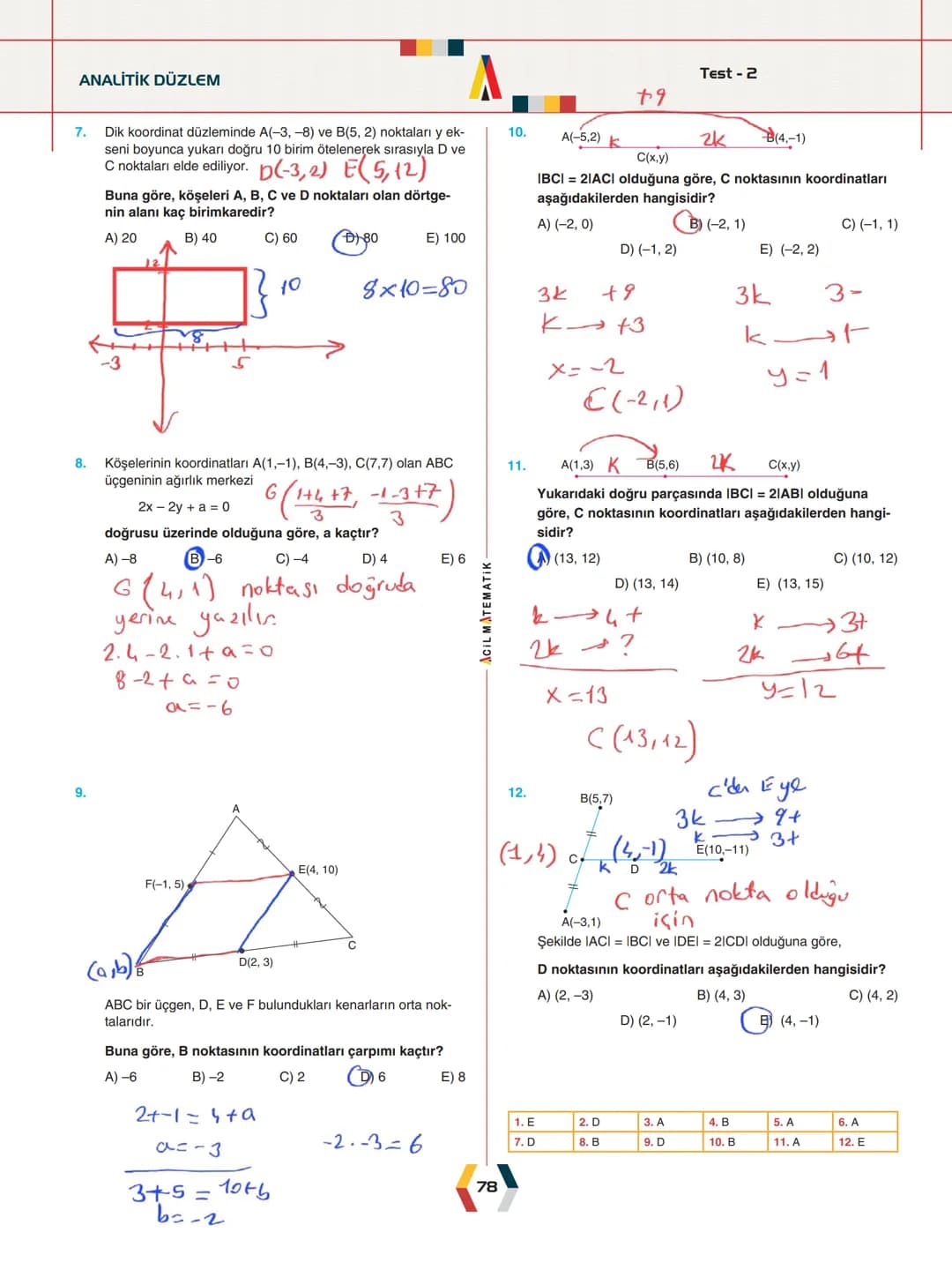 - ÜNİTE 2 -
# ANALİTİK GEOMETRİ
* Analitik Düzlem
* İki Nokta Arasındaki Uzaklık
* Bir Doğru Parçasını içten ve Dıştan Bölme
* Doğ