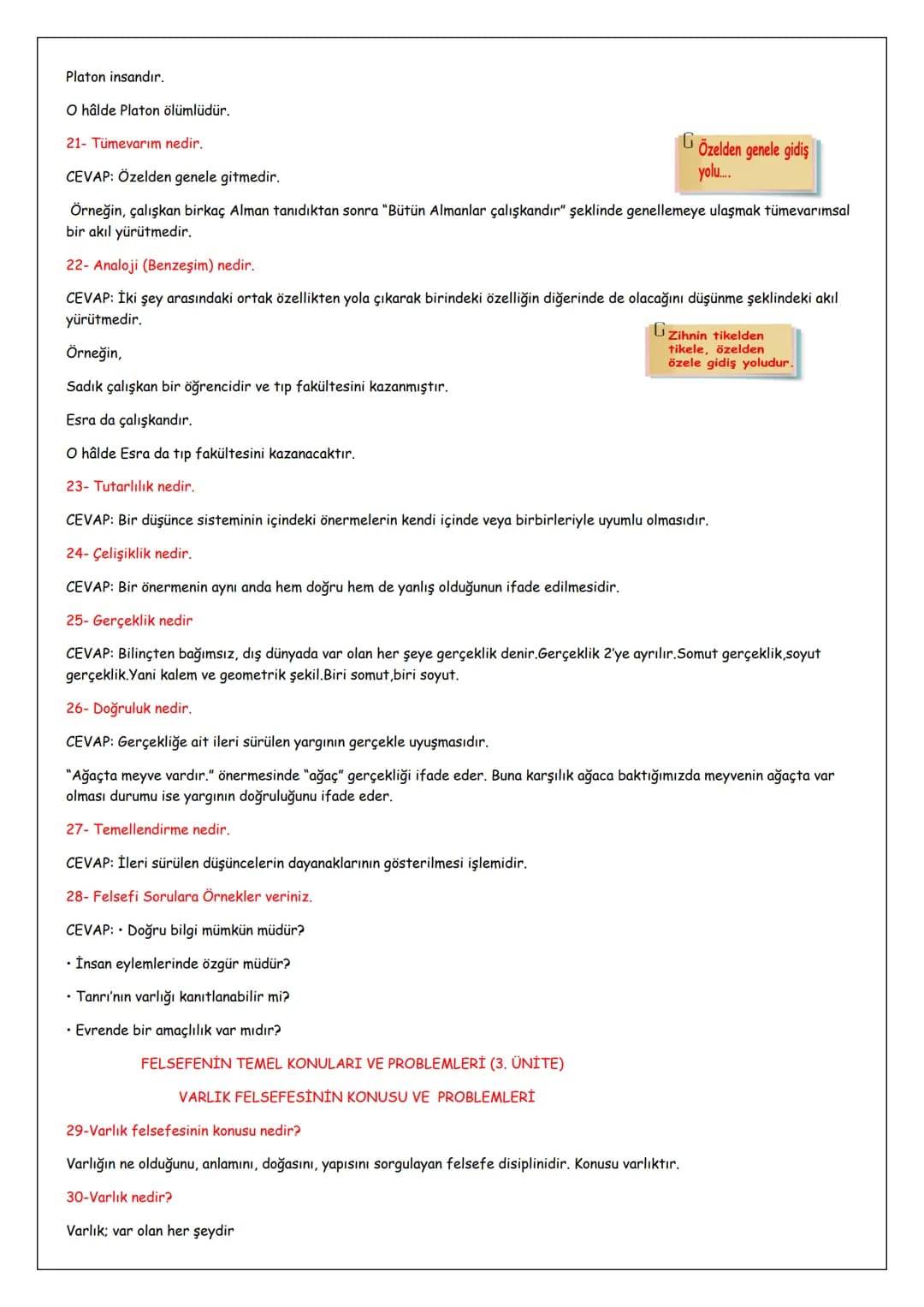 30 OCAK 2024
10/11.SINIF FELSEFE DERSİ BÜTÜN KONULAR.
KISA SORU -CEVAP 10-11 VE 12.SINIF BÜTÜN ÜNİTELER
1- Felsefe sözcüğünün kelime anlam