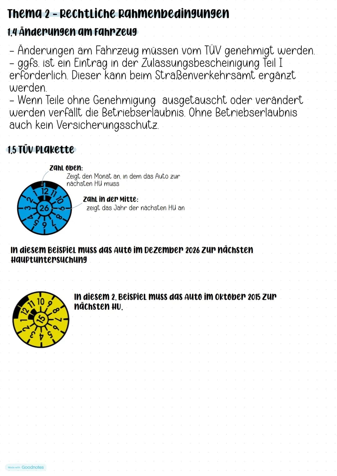 # Thema 2 - Rechtliche Rahmenbedingungen
Der Führerschein muss alle 15 Jahre neu beantragt werden.
ähnlich wie beim Personalausweis ist auc