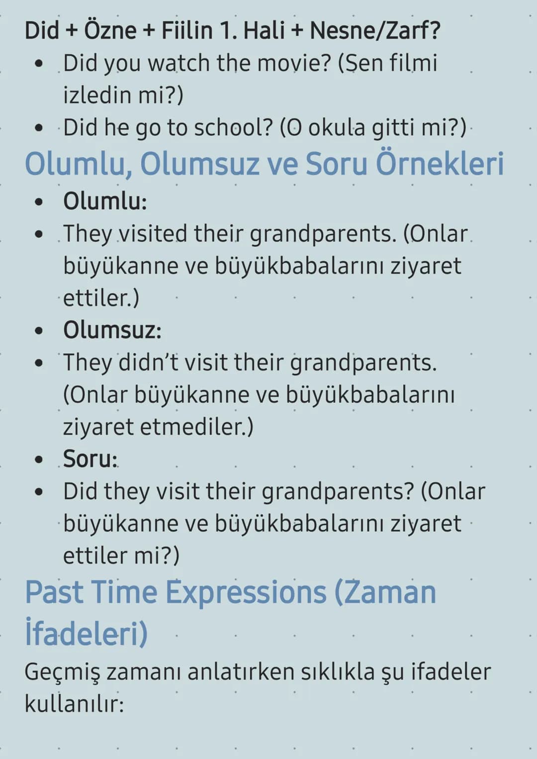 6. Sınıf İngilizce Past Simple (Geçmiş Zaman)
Konu Anlatımı.
Geçmiş zaman (Past Tense), bir olayın
geçmişte yapıldığını veya gerçekleştiğin