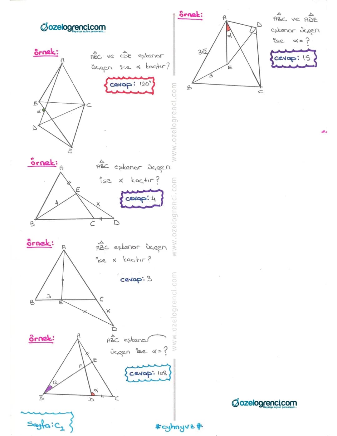 @ozelogrencicom
Özellikler:
(b-a)k
(c-blk
rantılı Doğru Tarçaları
1) Thales Teoremi :
$
\frac{a}{b} = \frac{c}{d}
$
Örnek:
x= ?
Örn