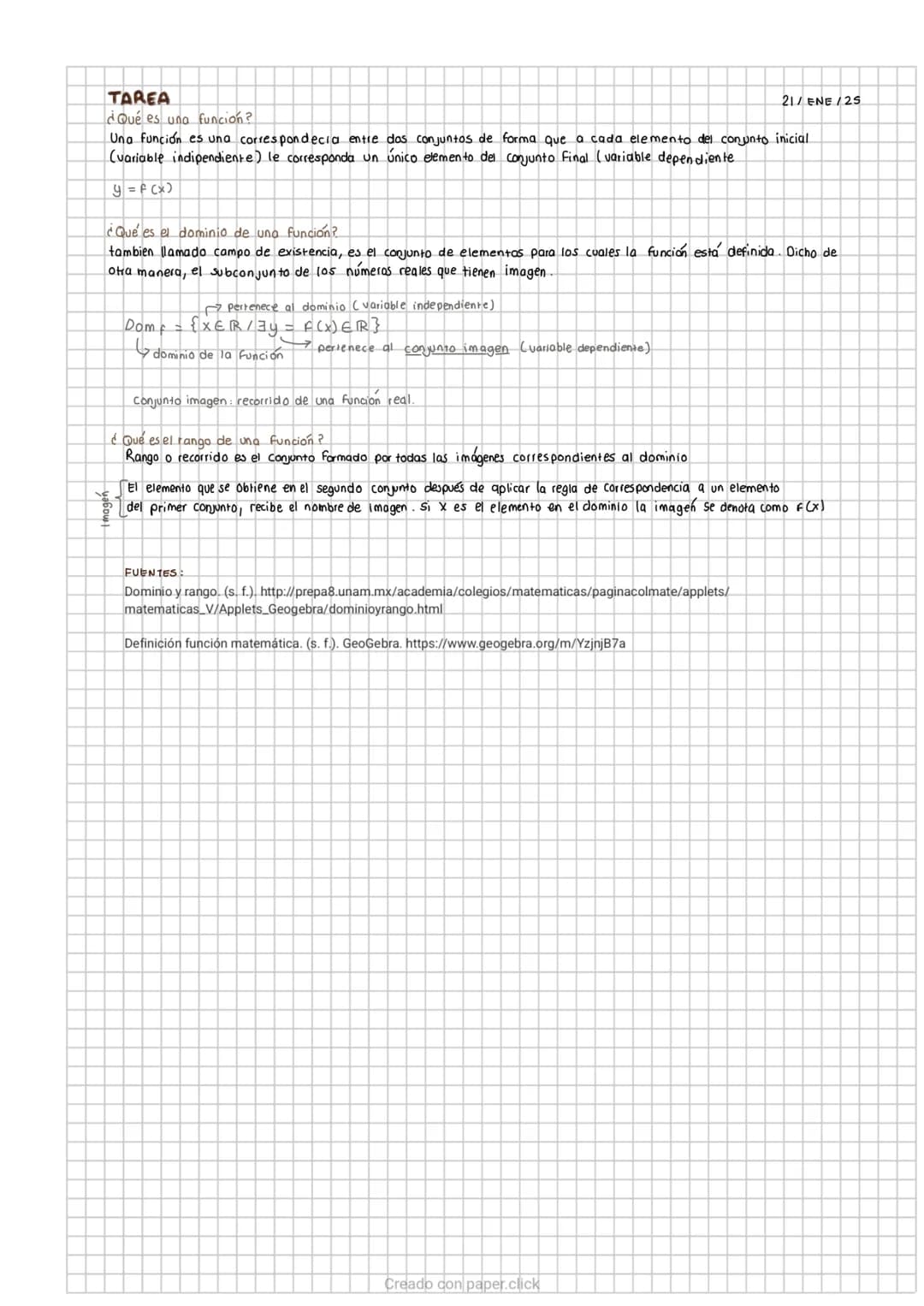 # TAREA
¿Qué es una función?
Una función es una correspondecia entre dos conjuntos de forma que a cada elemento del conjunto inicial.
(var