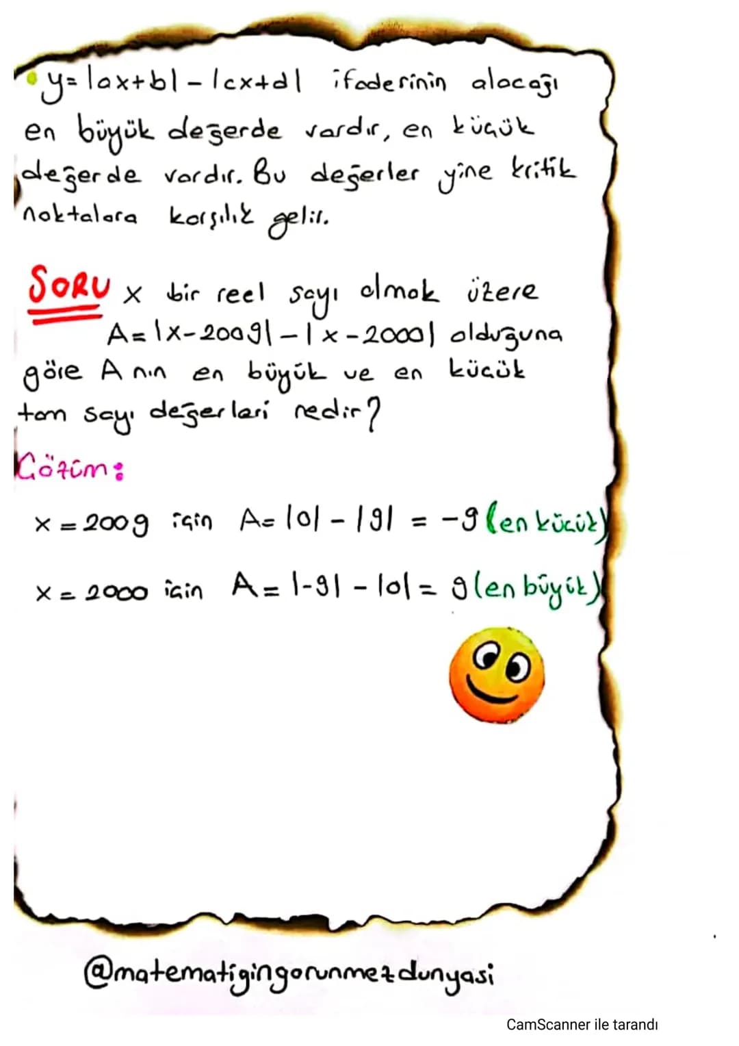 # MUTLAK
# DEĞER
# BU NOTLARLA
# YAPAMAYAN
# KALMAYACAK
CamScanner ile tarandı # MUTLAK DEĞER :)
Bir Sayının sayı doğrusunda sıfıra olan